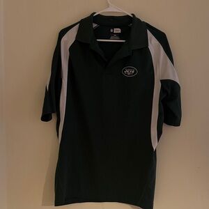 Men's Green and White NJ Jets Polo Shirt size L